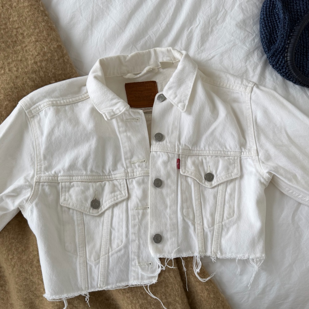 Levi's White Cropped Denim Jacket